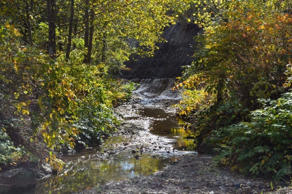 A small stream in the middle of the cracker development.