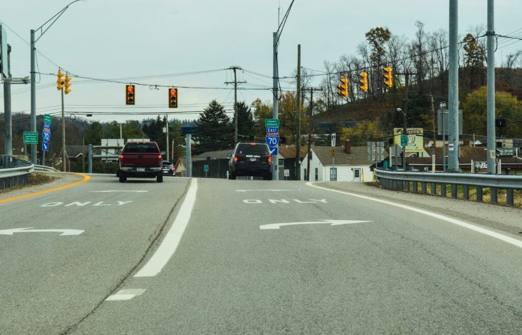 A photo of an exit along Interstate 70.