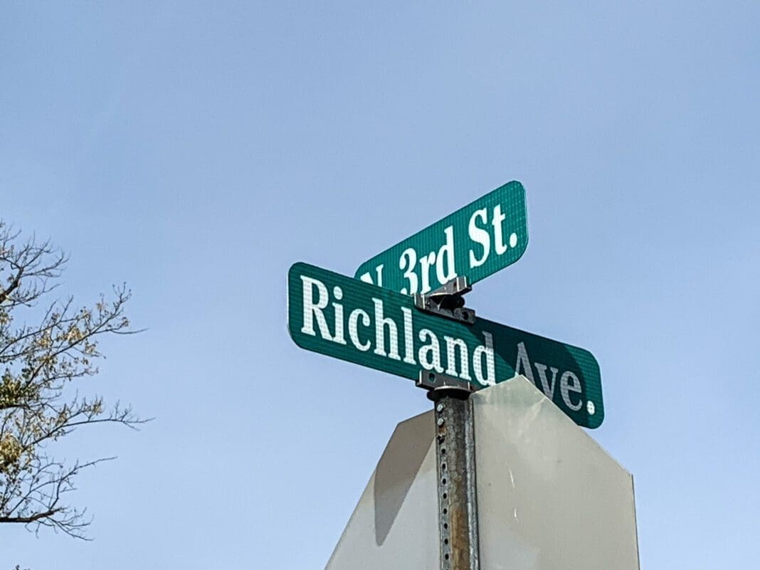 Street signs indicating location.