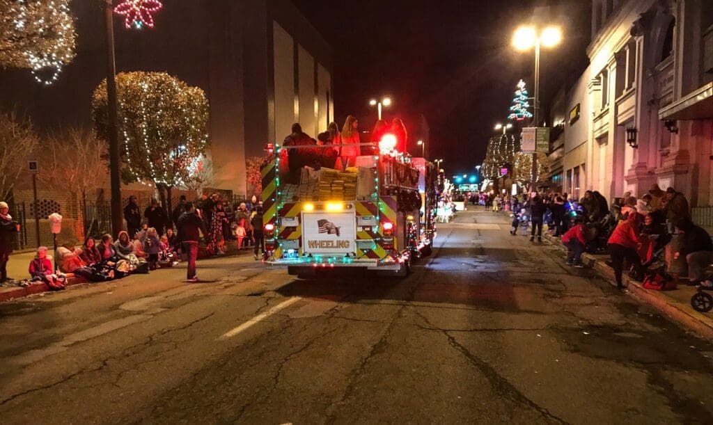 The back of a Wheeling fire truck.