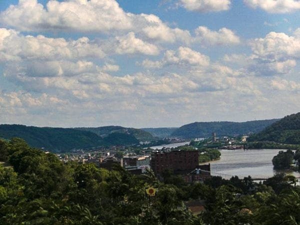 A nice view of downtown Wheeling from the Mount Wood Overlook.