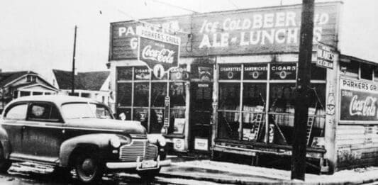 An old photo of a business in the Clator neighborhood of the city of Wheeling.