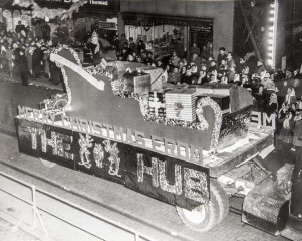 A float in a Christmas Parade in downtown Wheeling.