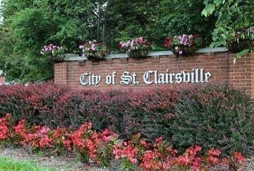 A marquee for the city of St. Clairsville.