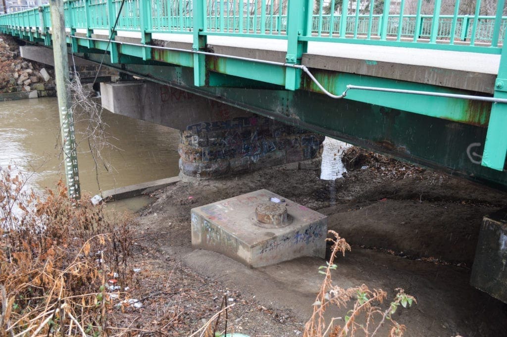 The are under the bridge is popular for fishing.