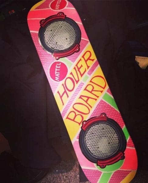 This skateboard deck depicts a toy released by Mattel.