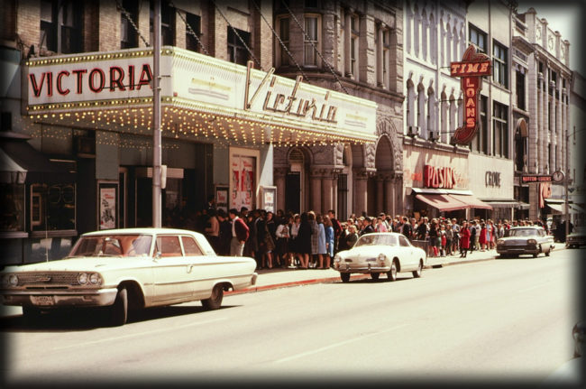 A historic photo of a theatre.
