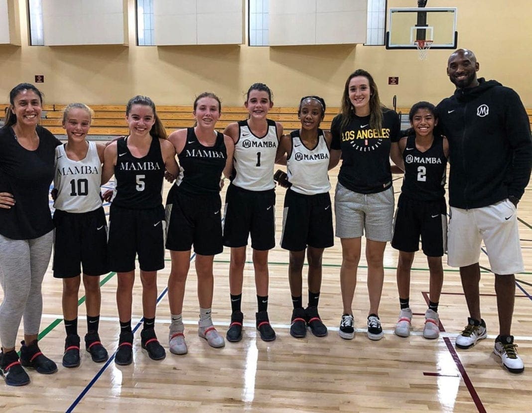 A group of people ready to play basketball.