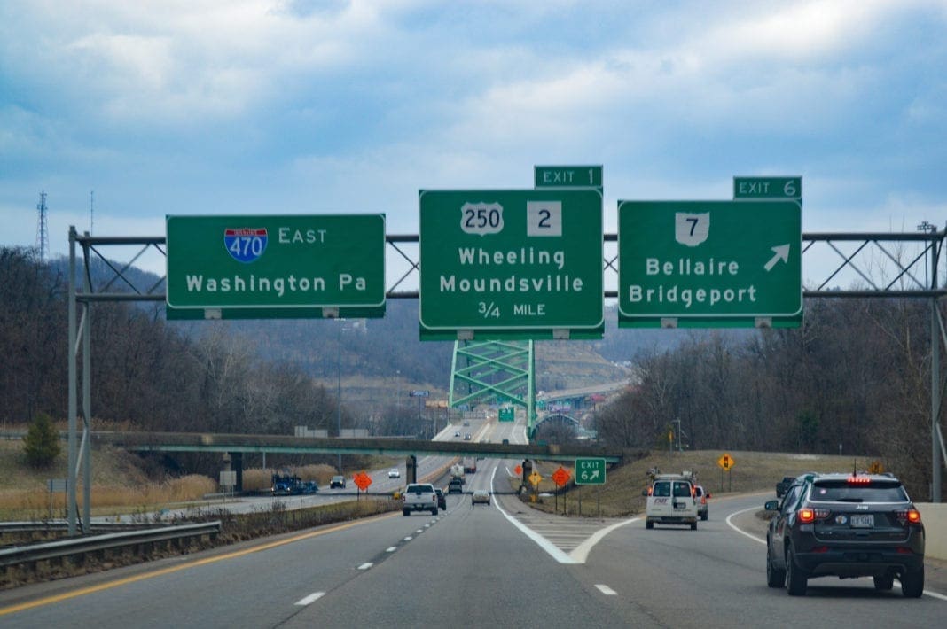 An interchange along an interstate.