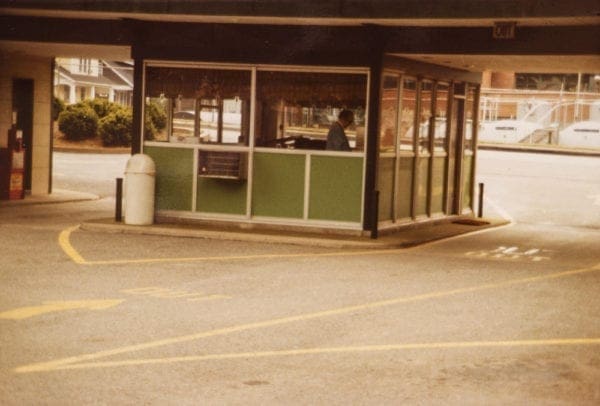 The check-in booth at a motel.