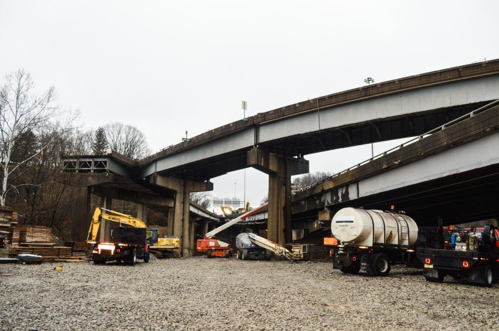 A roadway construction zone.