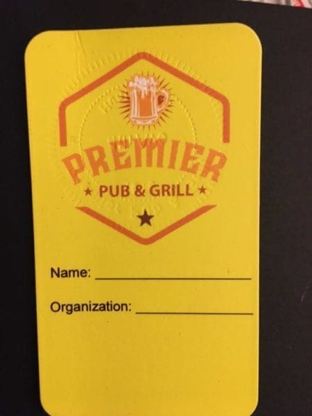 A photo of a bar card.