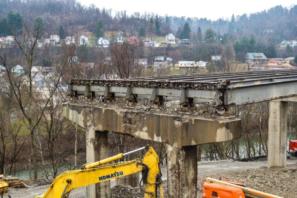 A photo of a missing interstate.