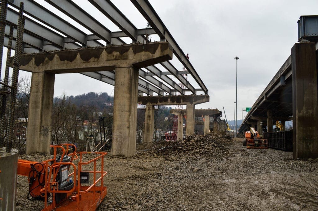 The concrete has been removed on the bridges.