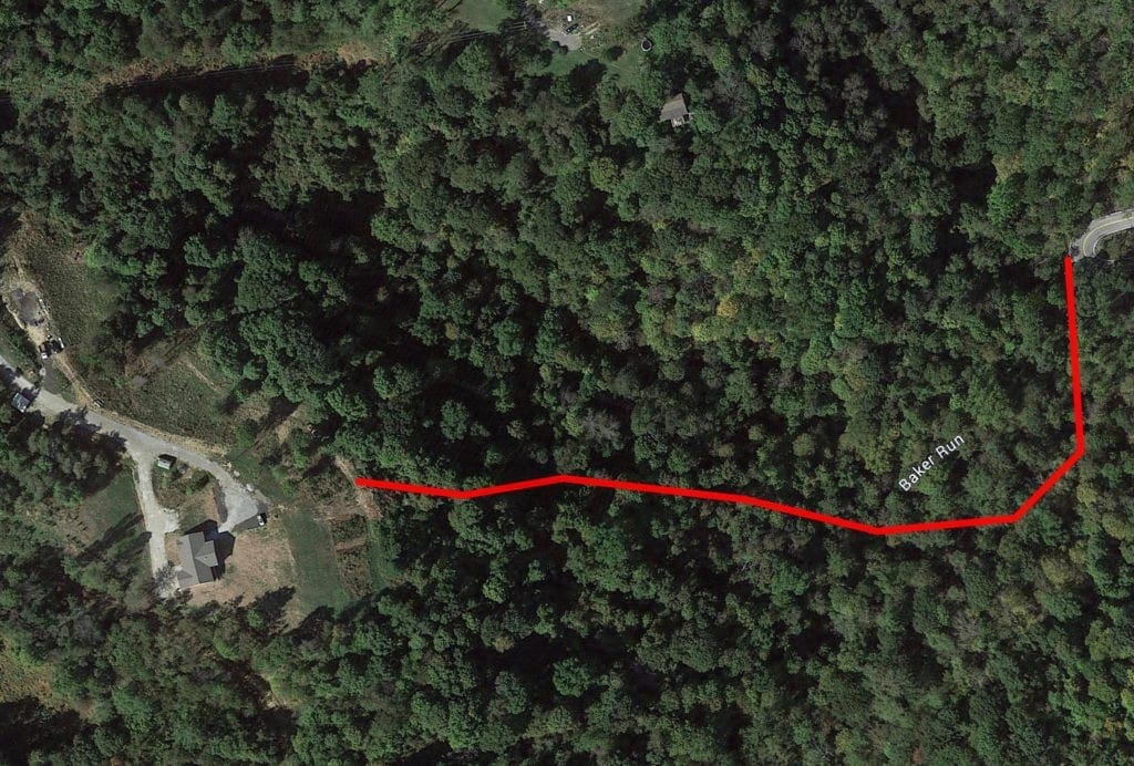 An image with a line indicating the path taken for a short cut.