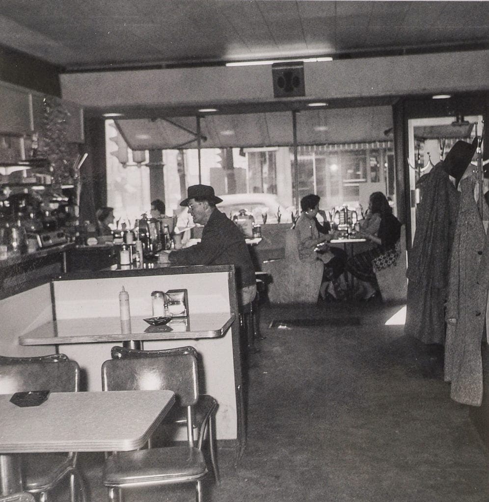 The interior of a restaurant.