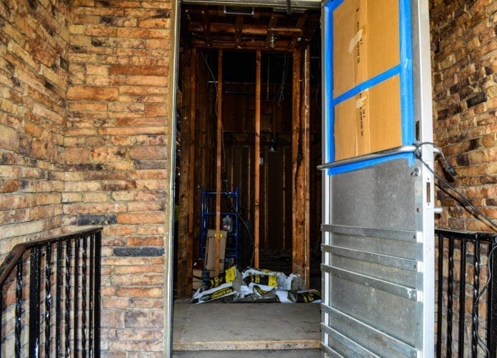 The front door of a former bar.