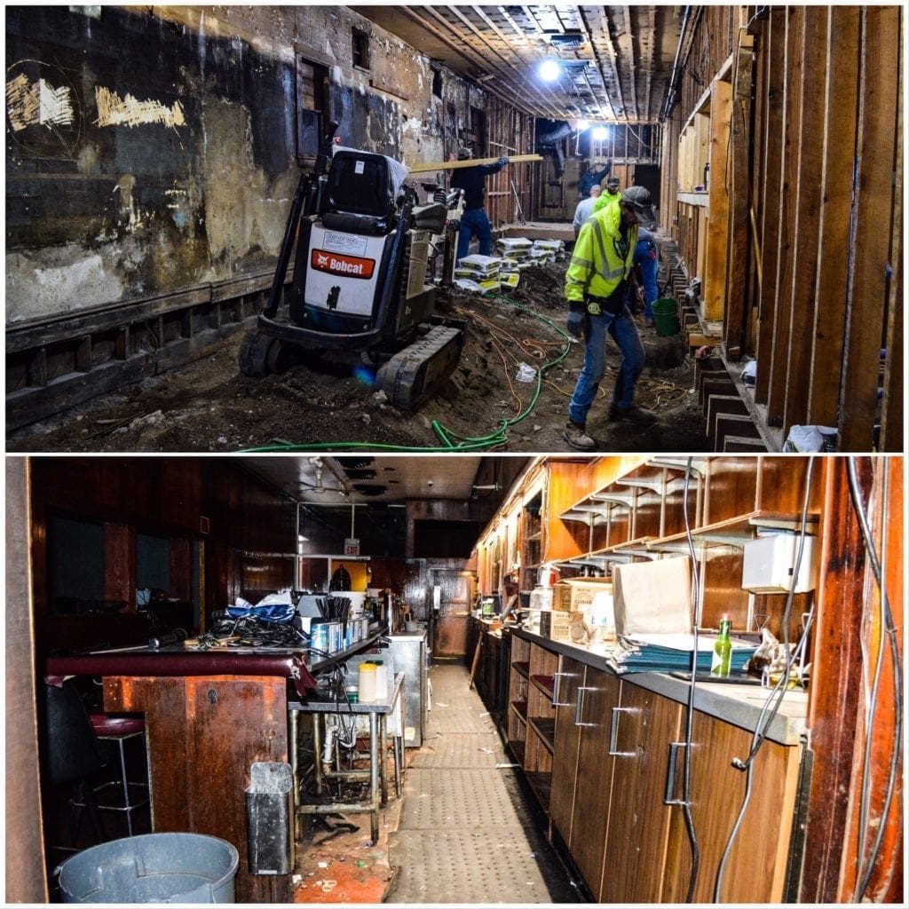 A room in a structure that has been gutted.