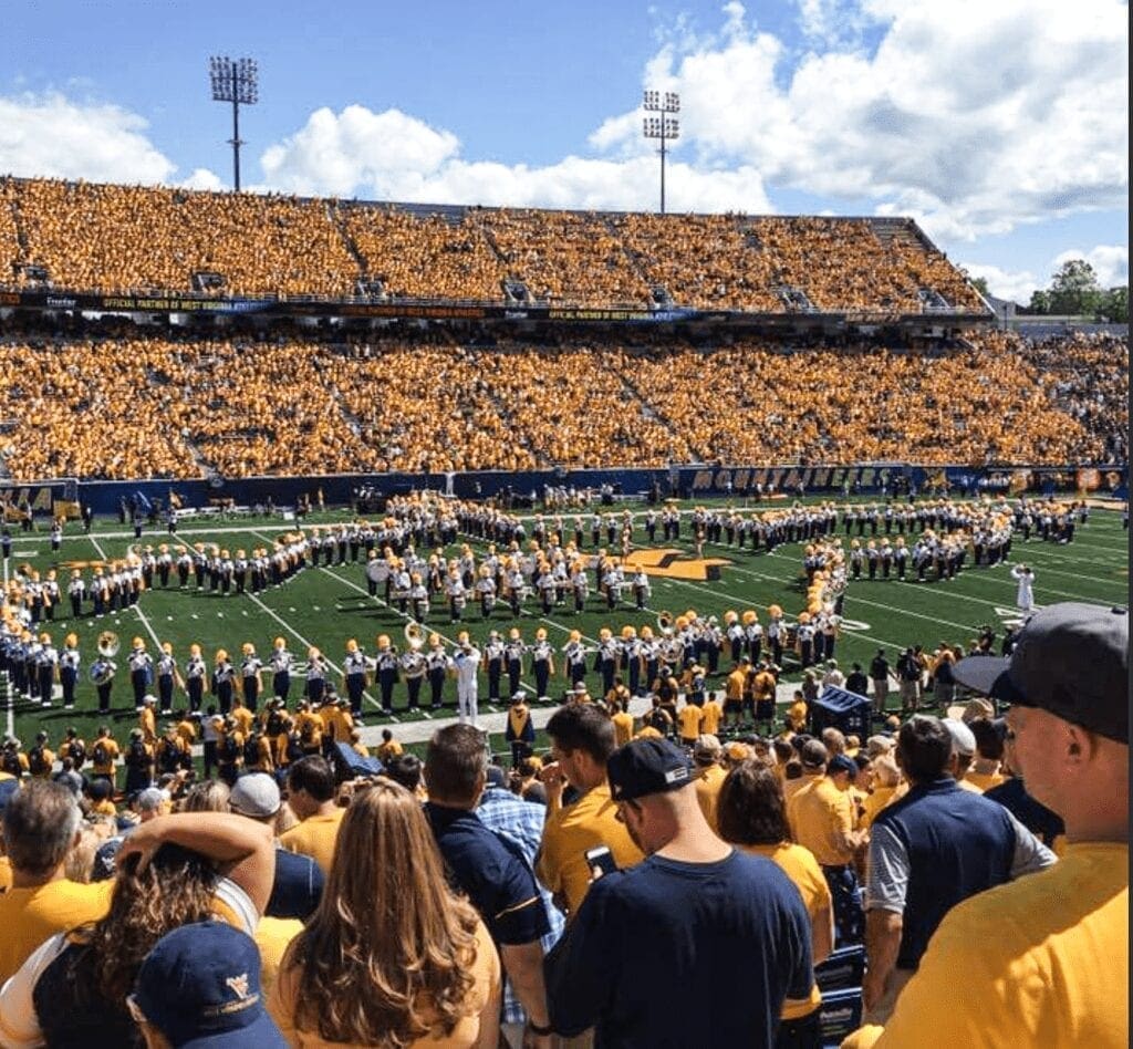 A sold-out crowd at a WVU football game.