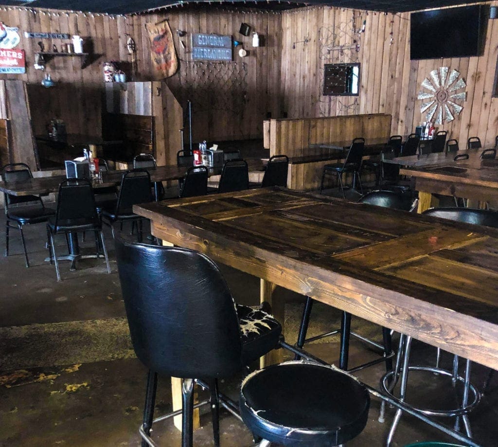 A photo of an empty bar and dining area.