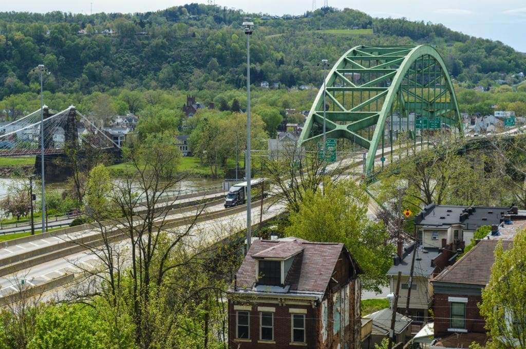 A photo of an interstate bridge.