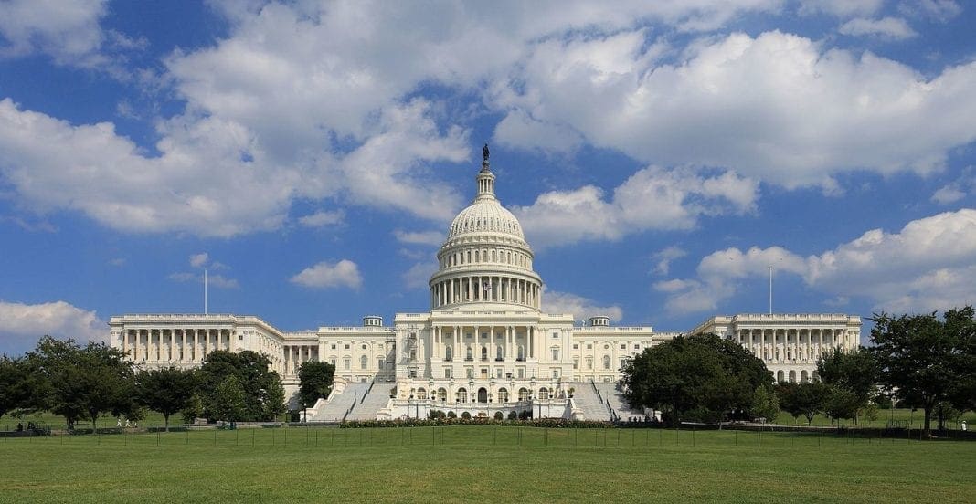 A photo of the front of the U.S. Capitol.