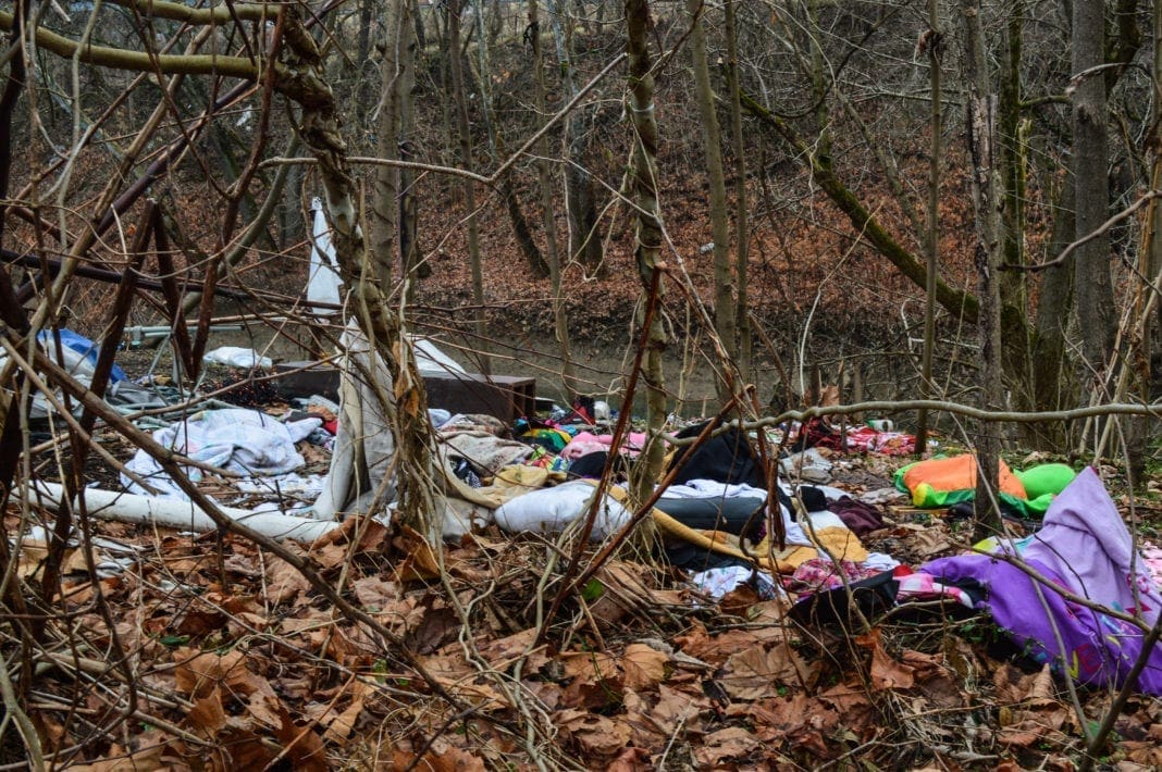 A photo of a homeless camp.