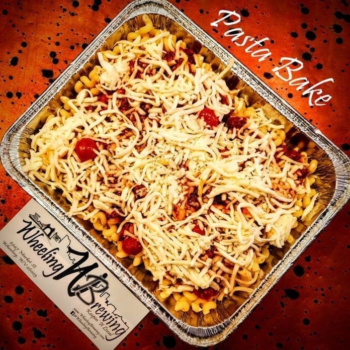 A pasta bake that’s offered for take-out.