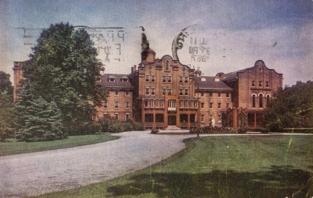 A postcard of a school.