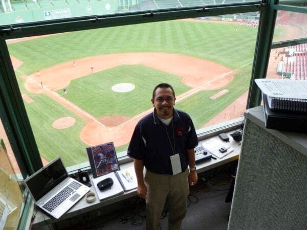 A media member in a press box.