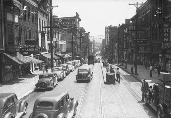 A view of a downtown street.