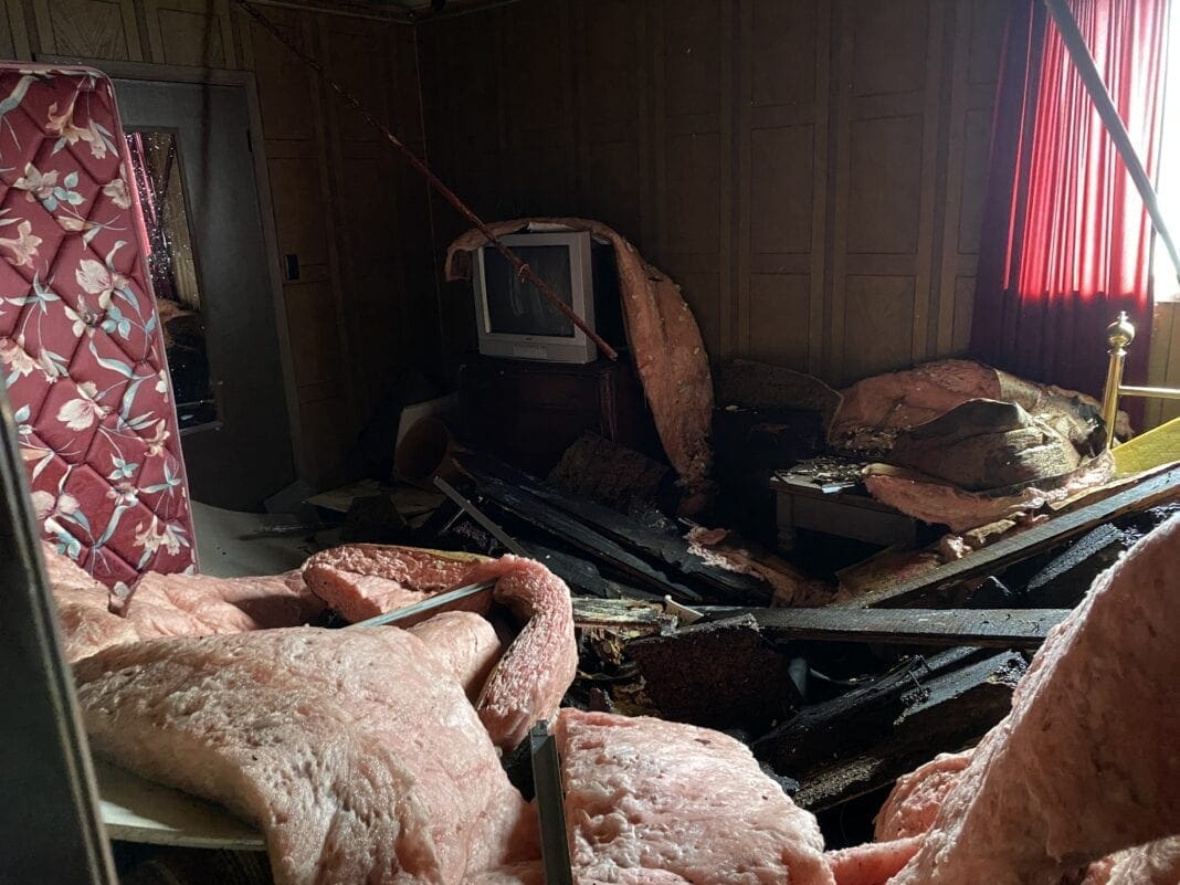 A destroyed room after a water break.