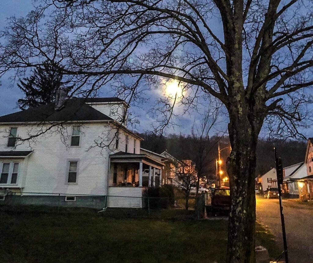 A small town on a quiet evening.