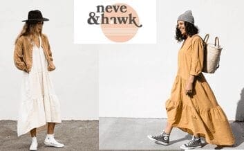 Two models wear Neve & Hawk clothing