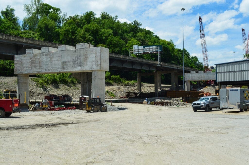 Bridge piers ready for steel beams.