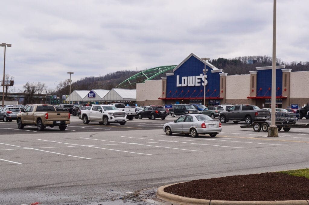 A Lowe's parking lot.