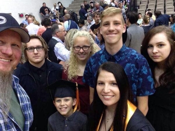 Ron Meyers, his wife Jesse and five children gather for a photo