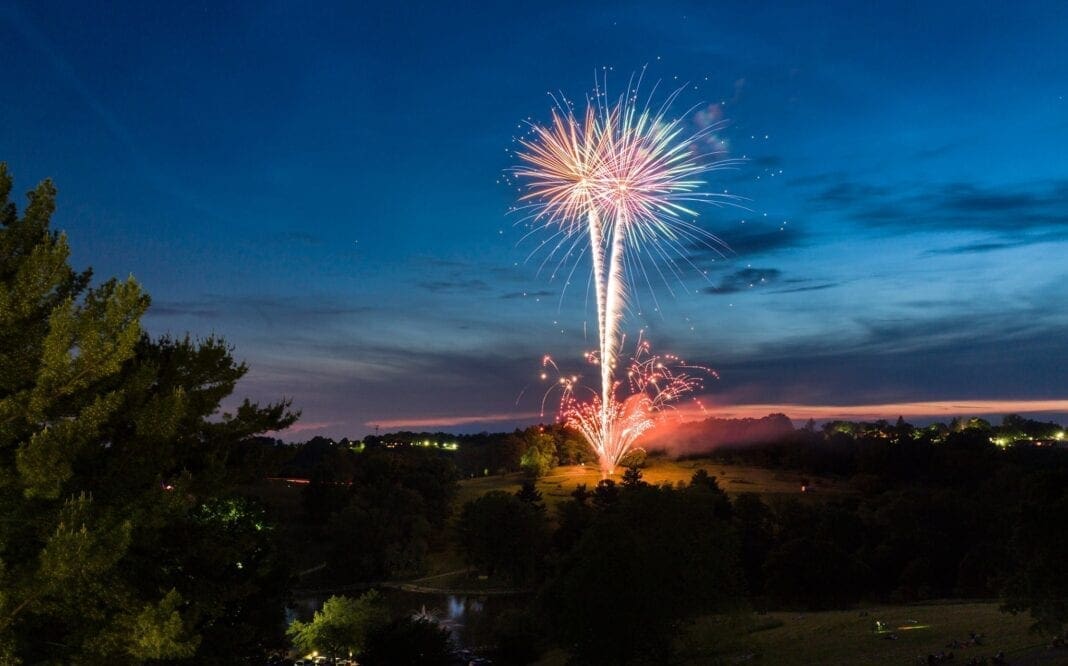 A fire works display.