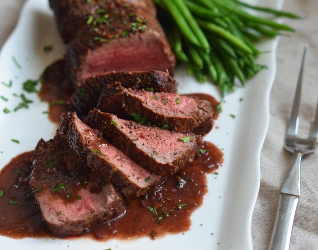 A photo of a beef tenderloin.