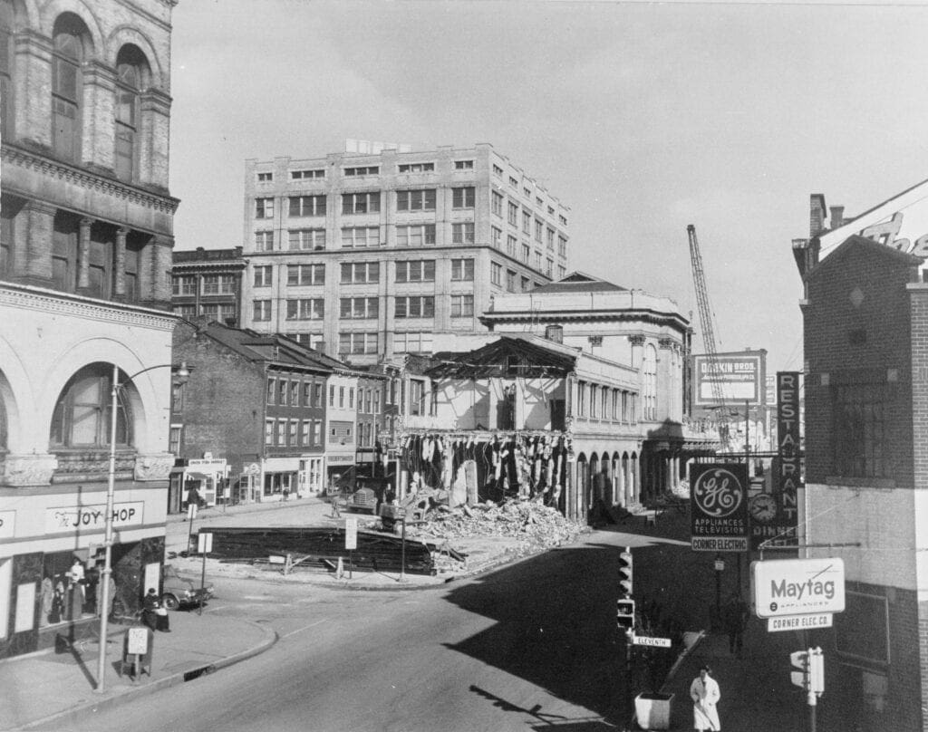 A market house that is being razed.