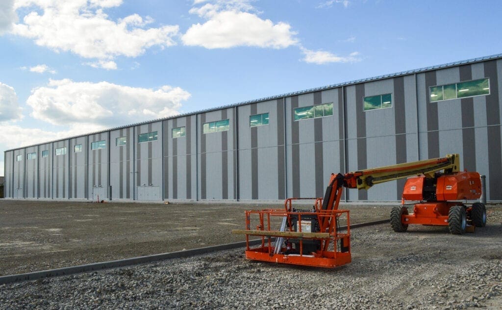 A large shell building.