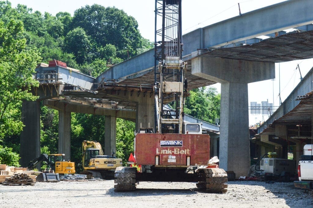 A crane used for interstate construction.