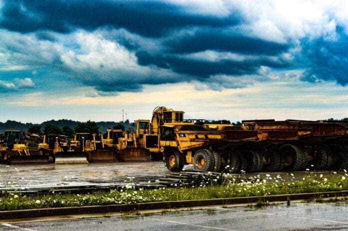 A photo of large dump trucks.