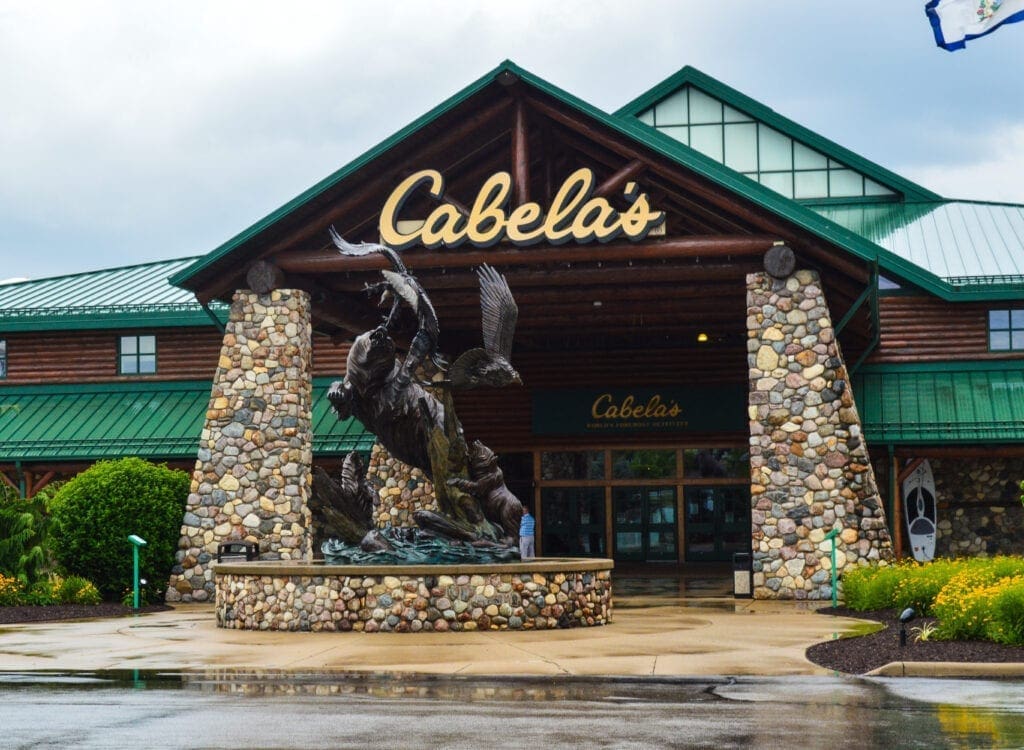 The front facade of a Cabela's.