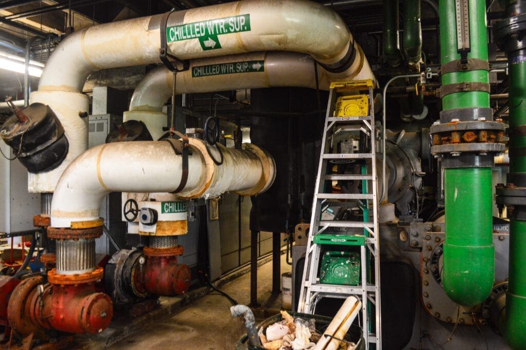 A chiller unit in a building.