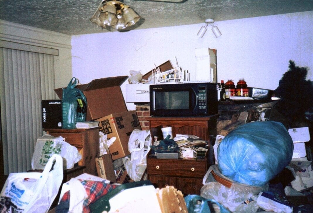 A room filled to the ceiling with belongings.