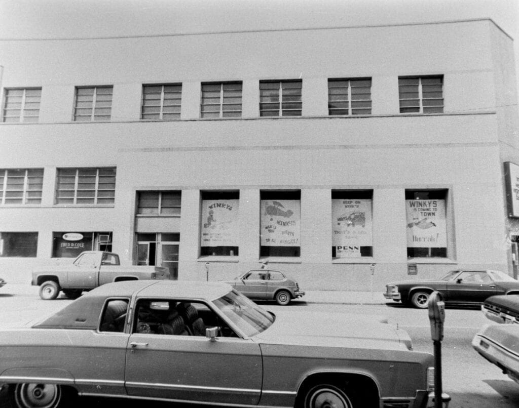 A historic photo of a bank.