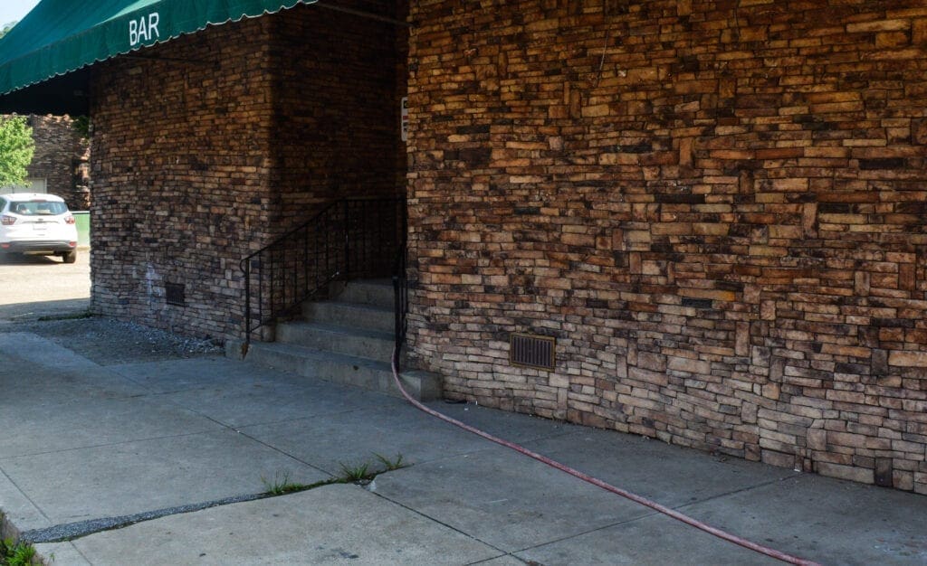 The entrance to a restaurant.