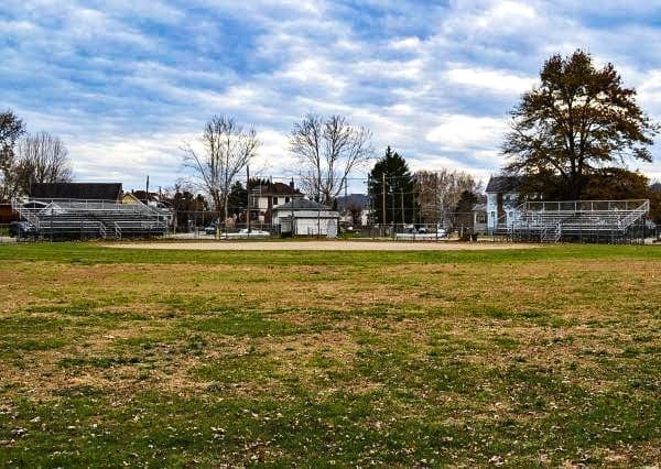 A baseball/softball field from the middle of the outfield.