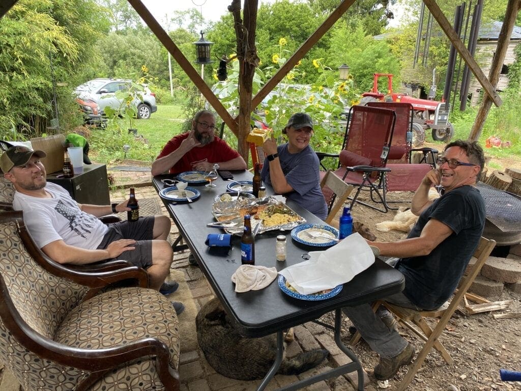 A group of people at a picnic.